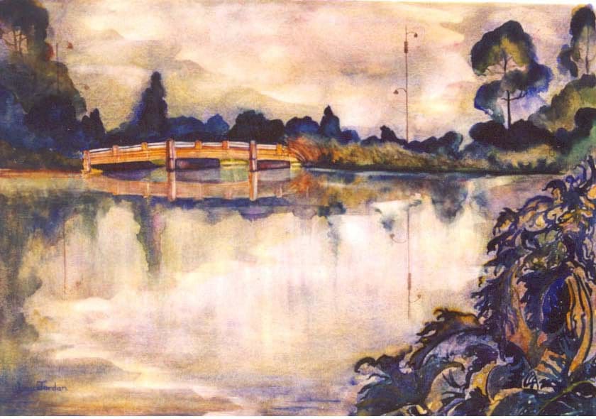 Mirabeau Bridge by Lou Jordan  Image: Won first prize in LWS Member Show in 1999