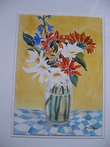 Daisies in a Glass Vase by Lou Jordan  Image: Painted as a demo in a class I taught