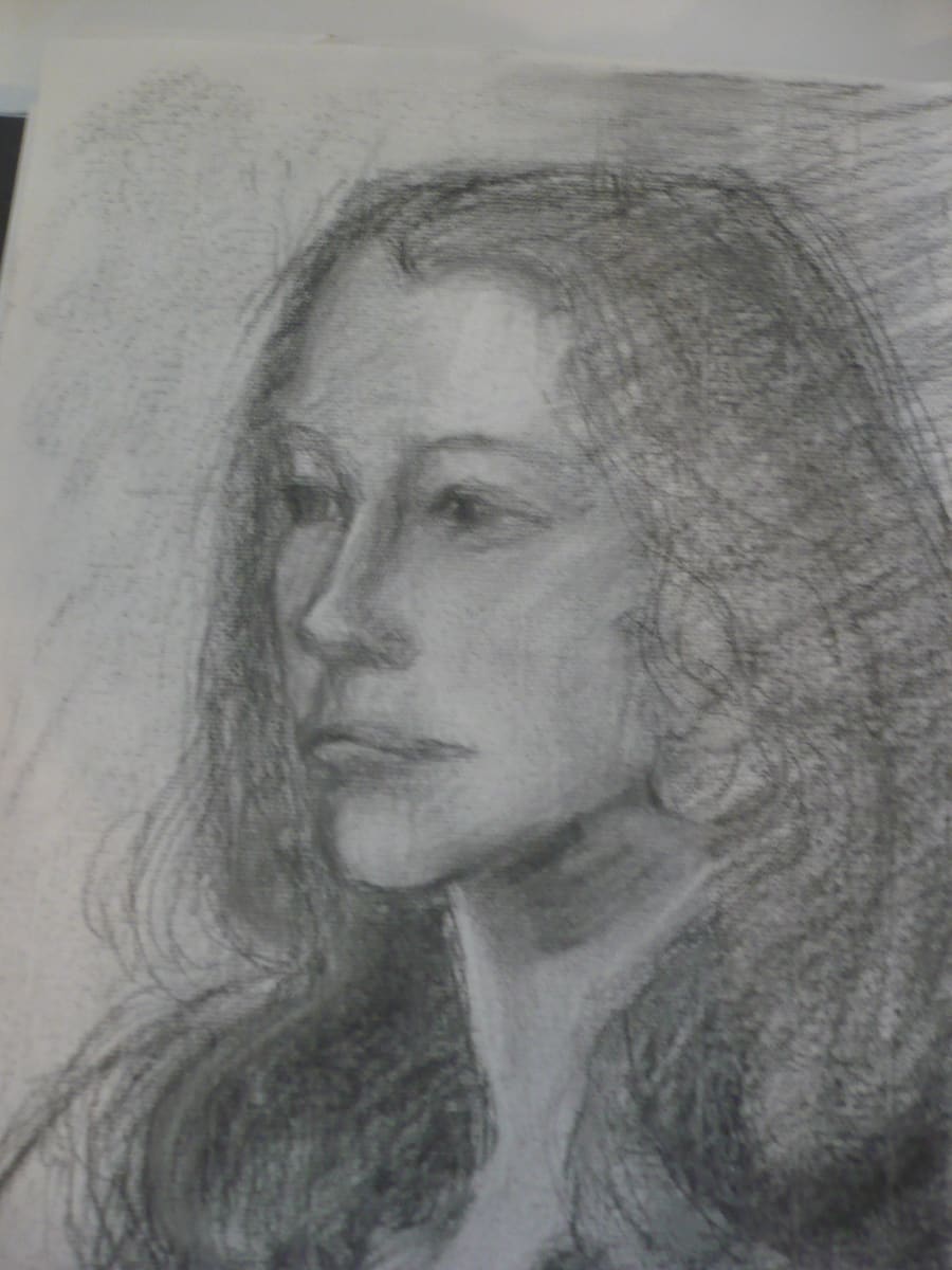 Drawing of a Woman by Lou Jordan  Image: Done in Carol Peebles portrait drawing class