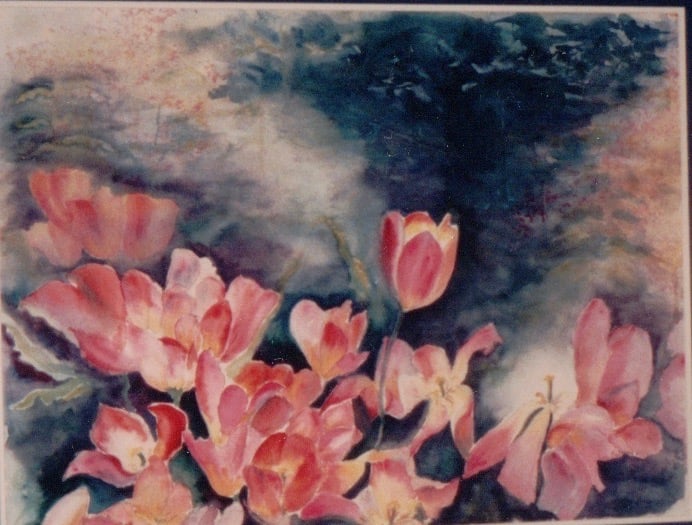 Bonnie's Tulips  Image: Bonnie's Tulips - first painting sold