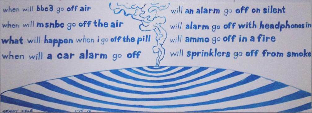 "Searches Related to When Will It Go Off" after Gardar Eide Einarsson's "untitled (bomb checklist)" by Kenny Cole 