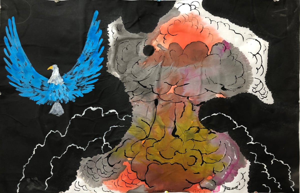 "Spectre"  Image: Atomic mushroom cloud with Twitter-like bald eagle.