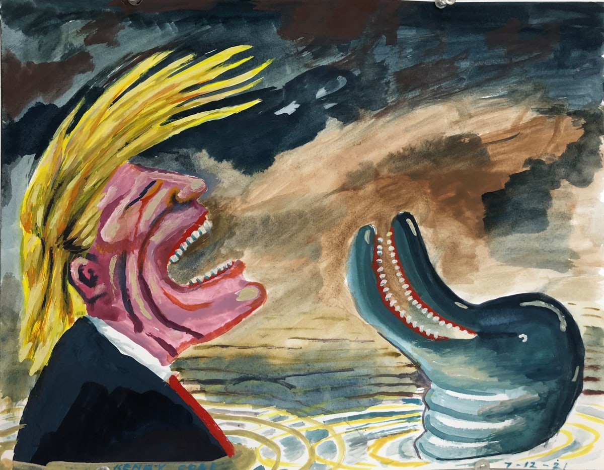 “Total Enjoyment”  Image: Trump and a dolphin having a laugh.