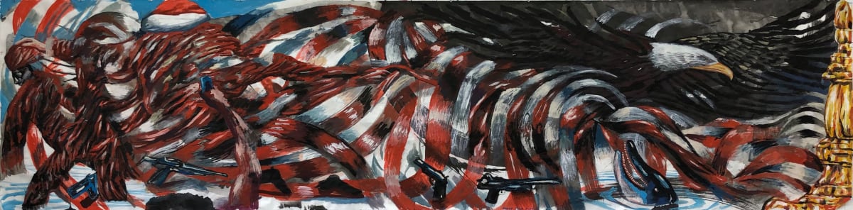 "Entangled" by Kenny Cole  Image: Panoramic abstraction with flag and eagle.
