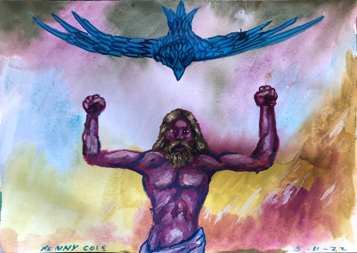 “Power and Spirit Almighty”  Image: Jesus flashing the Trump power gesture below the Holy Twitter Spirit.