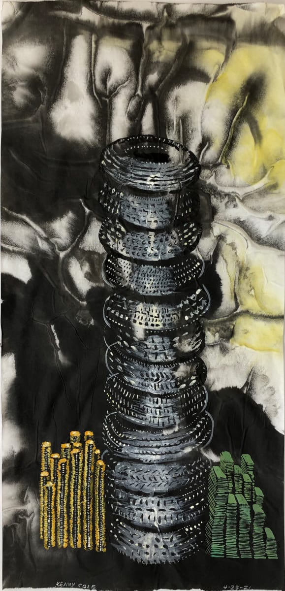 "Tower of Power"  Image: Stack of tires, coins and cash.