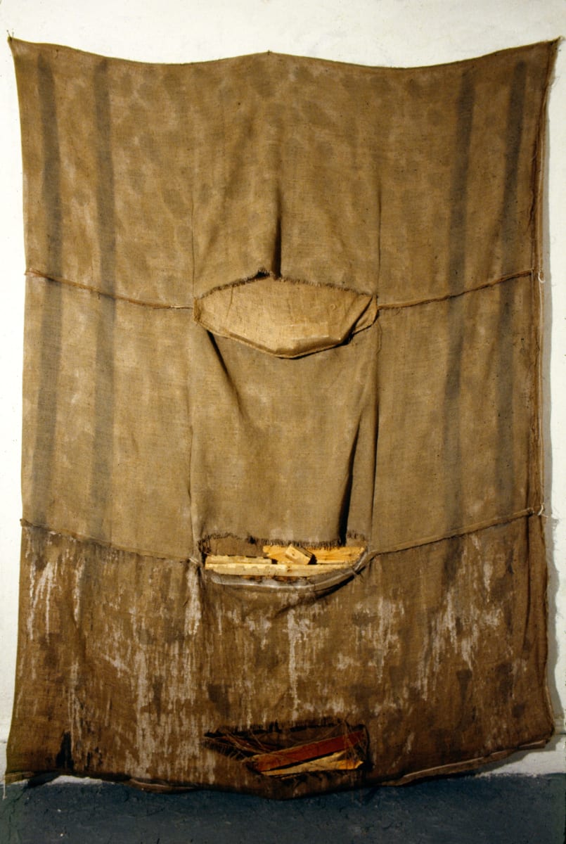 Inside-Out Burlap Bag Painting (untitled) by Howard Schwartzberg 