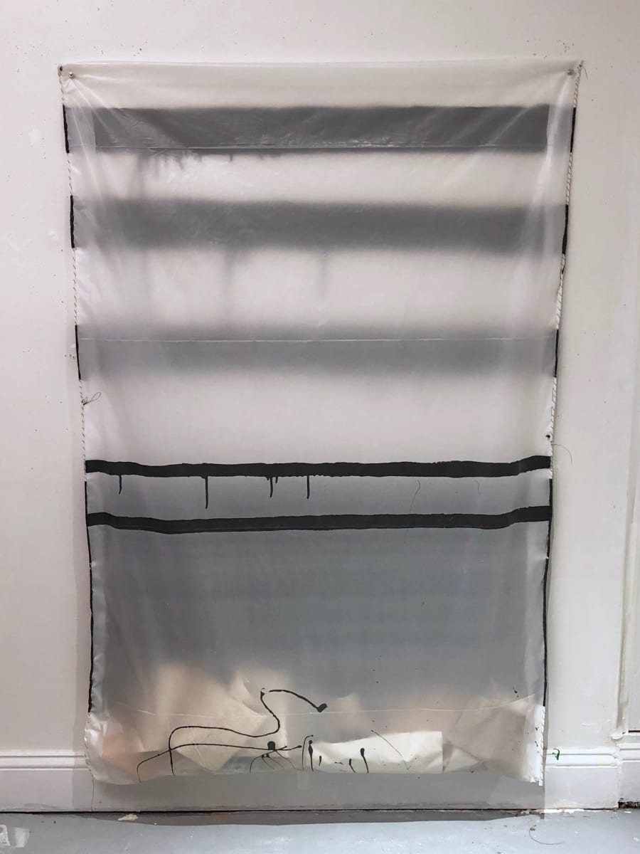 Transparent Bag Painting (black stripes) by Howard Schwartzberg 