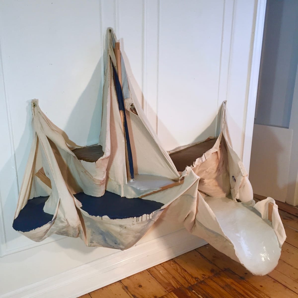 Bag painting Brown over blue next to grey by Howard Schwartzberg 