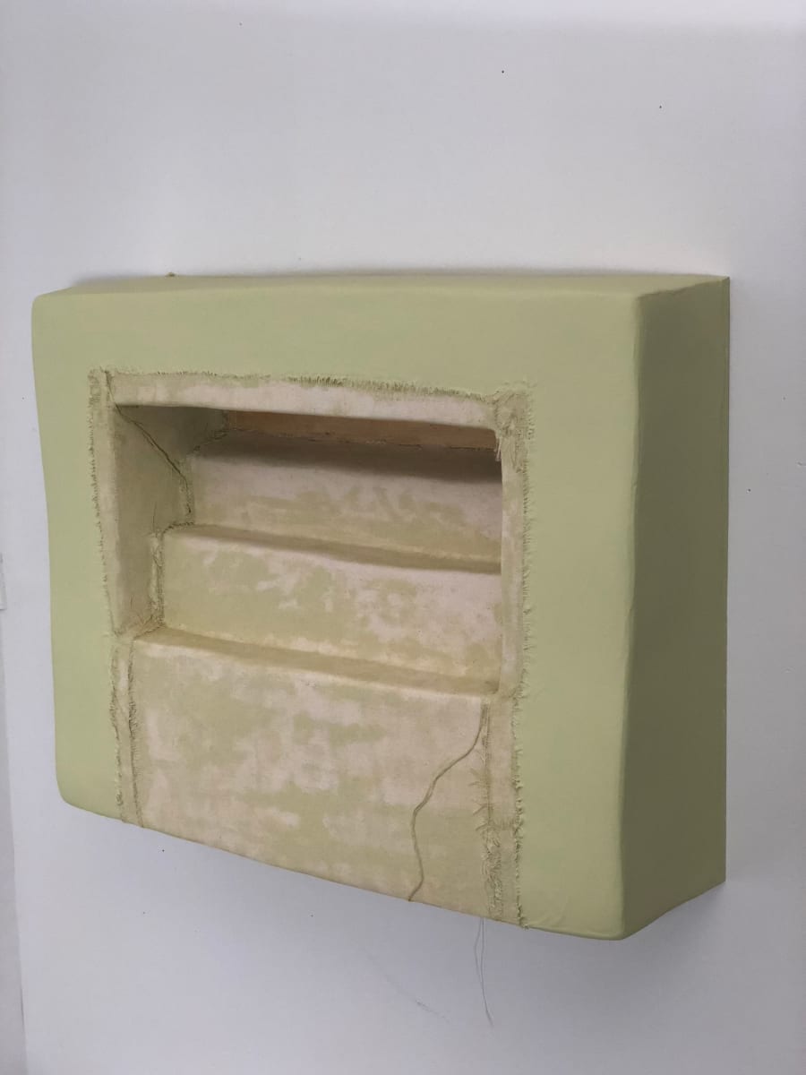 Sunken Bandage Painting (Steps, light yellow green) by Howard Schwartzberg 