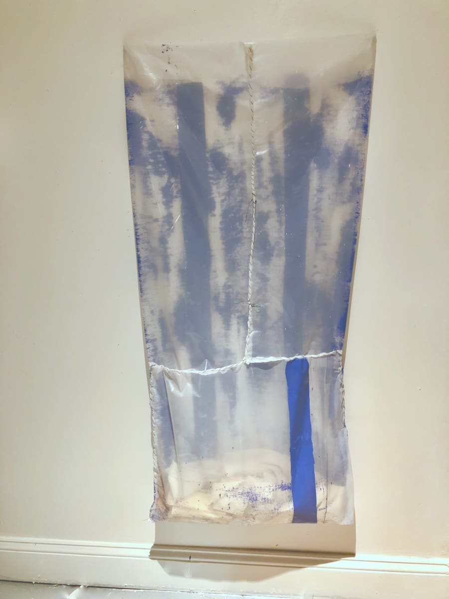 Transparent Bag Painting (three blue stripes) by Howard Schwartzberg, Image 1.
