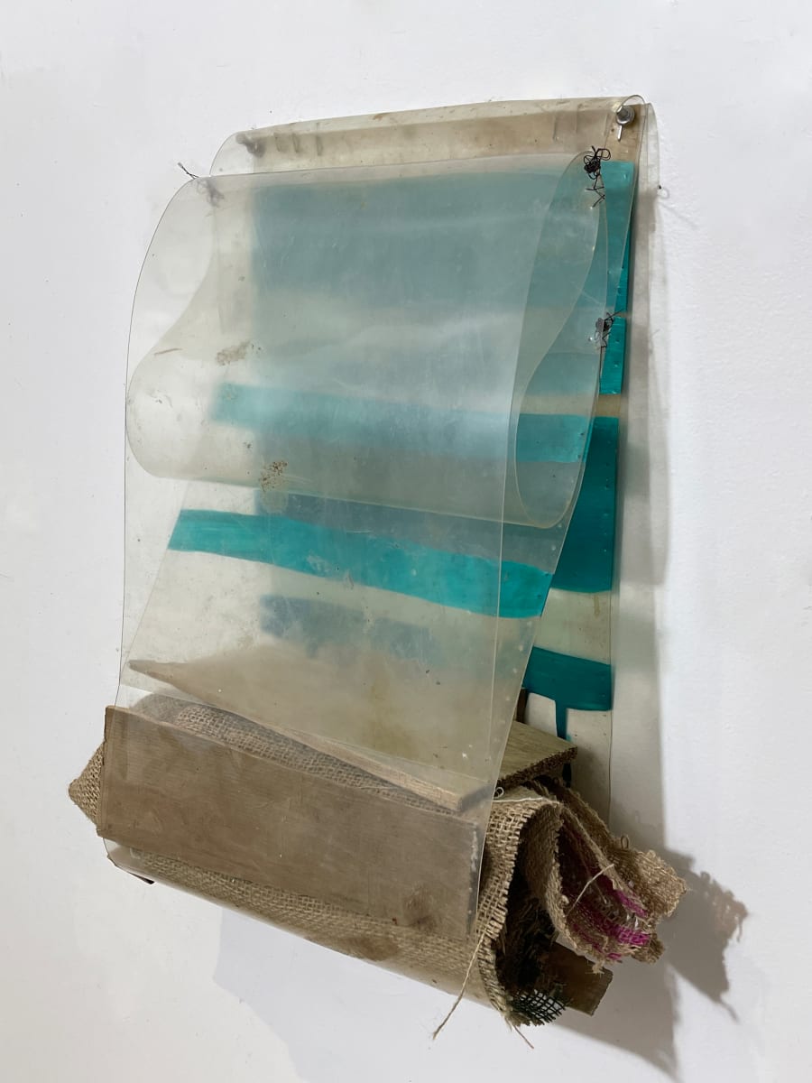 Plastic Bag Painting (pearl turquoise stripes) by Howard Schwartzberg 