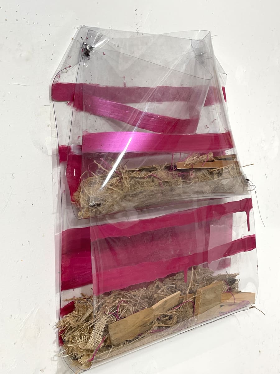 Plastic Bag Painting Two Levels (metallic pink stripes) by Howard Schwartzberg 