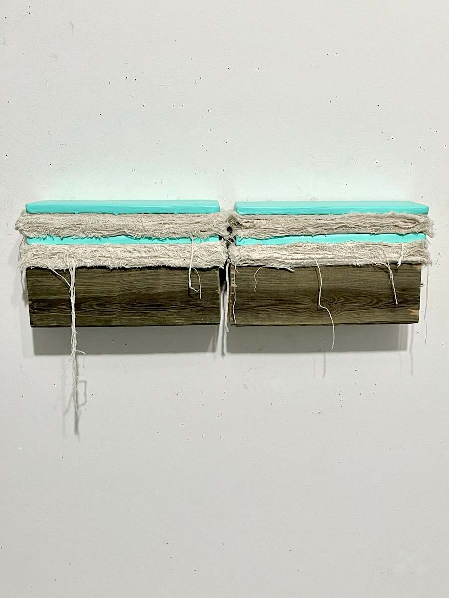 Bed Painting (aqua mint) Stripes by Howard Schwartzberg, Image 4.