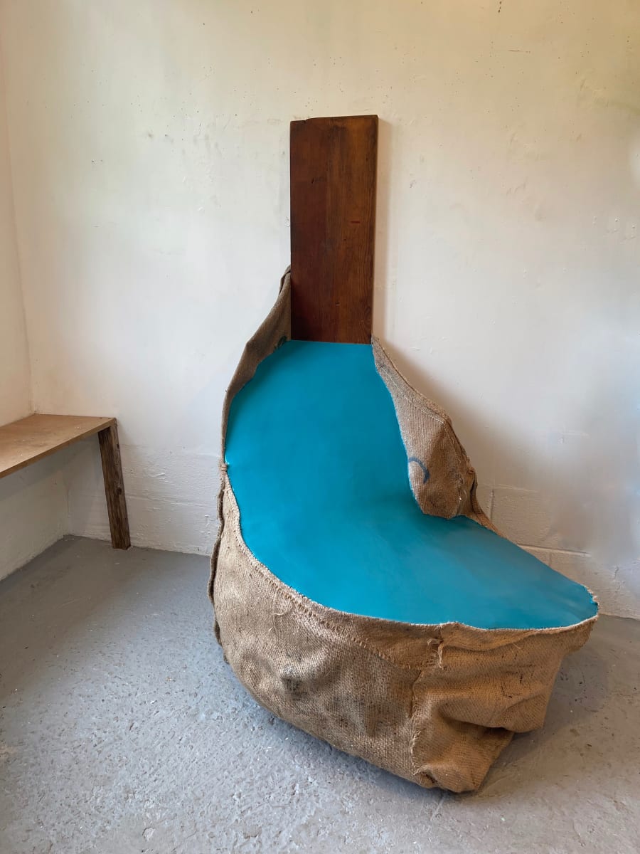 Bag Painting (blue green swirl) 