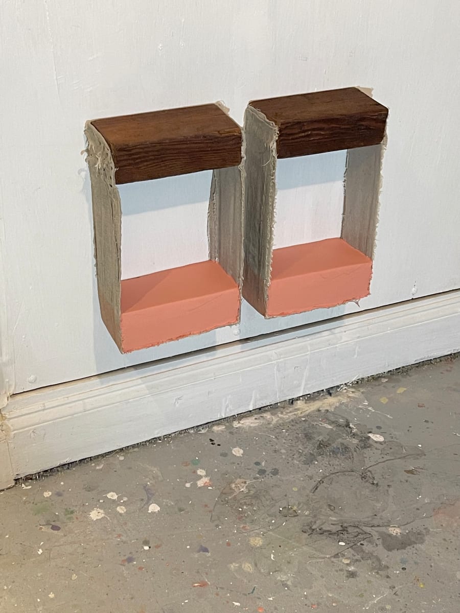 Suspended Painting (orange/pink, level pair) by Howard Schwartzberg 