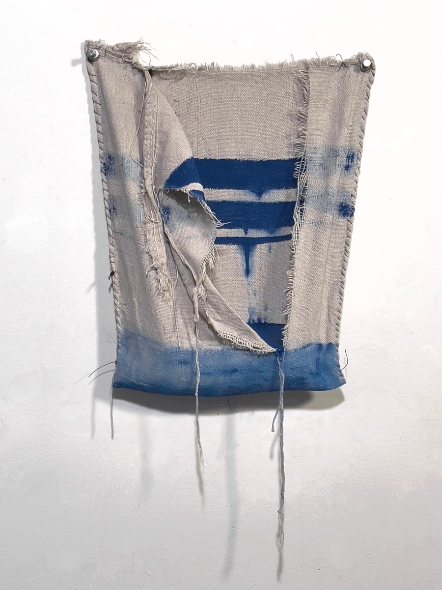 Pouch Painting (blue stripes) by Howard Schwartzberg 