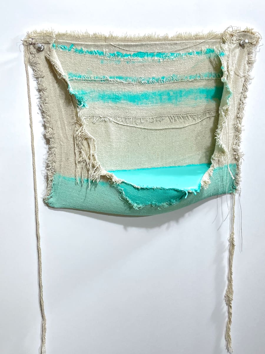 Pouch Painting (cool aqua with stripes) by Howard Schwartzberg 