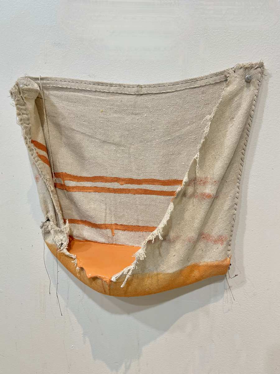 Pouch Painting  (peach shade with stripes) by Howard Schwartzberg, Image 7.