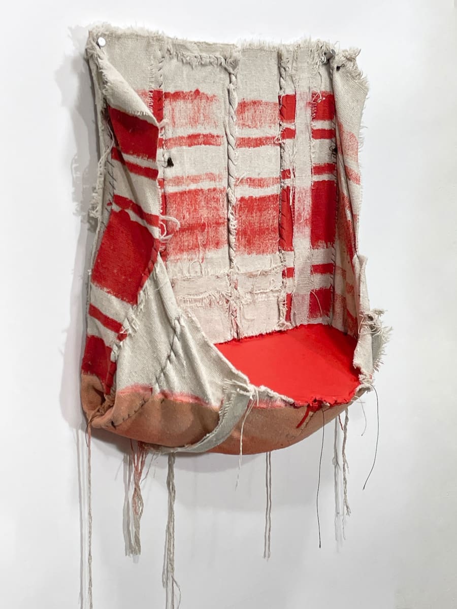 Pouch Painting - Incline (red with stripes) by Howard Schwartzberg 