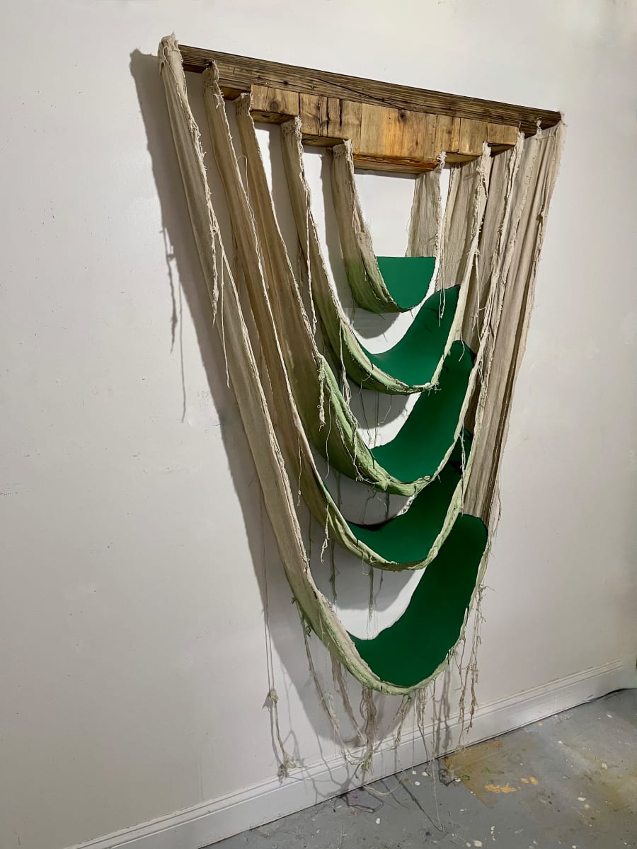 Suspended Skeletal Painting (forest green) by Howard Schwartzberg 