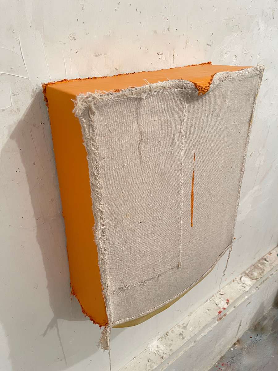 Cut Bag Painting (orange torso) by Howard Schwartzberg 