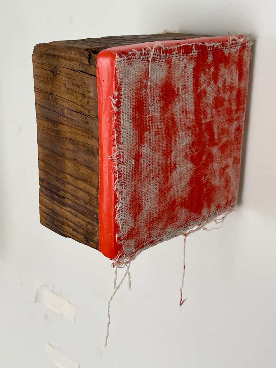 Bandage Painting (red/orange, one side) by Howard Schwartzberg, Image 5.