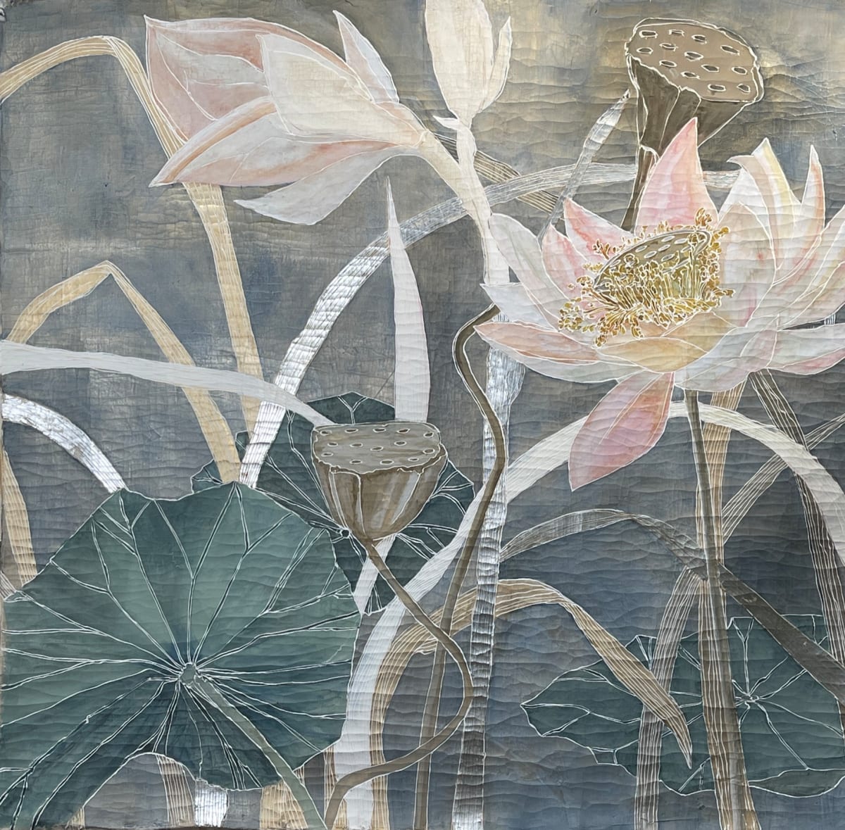 Lotus Dalliance Tapestry by Roberta Ahrens 