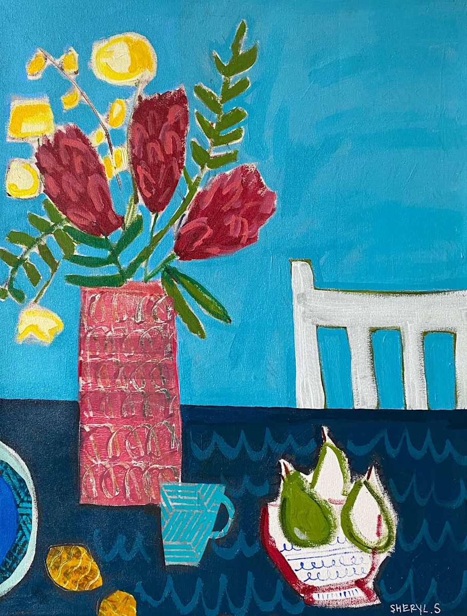 Protea in Blue by Sheryl Siddiqui Art 