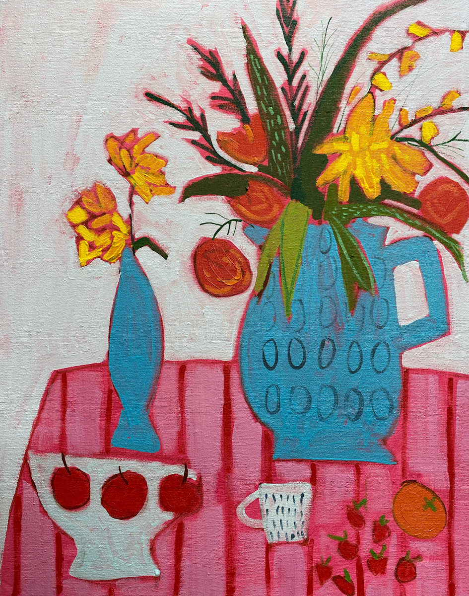 Floral with Apples and Strawberries by Sheryl Siddiqui Art 