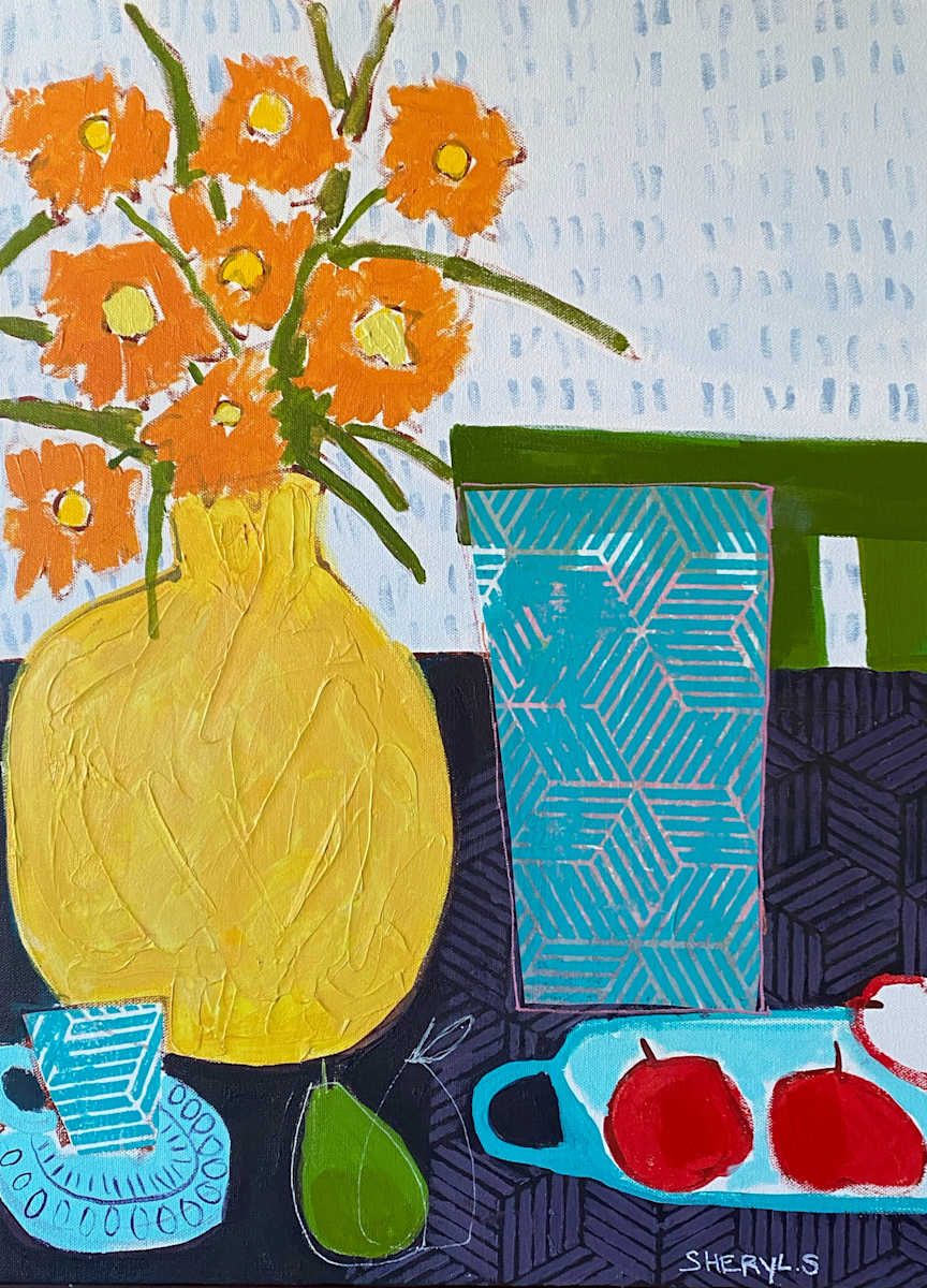 Burst of Orange Flowers by Sheryl Siddiqui Art 