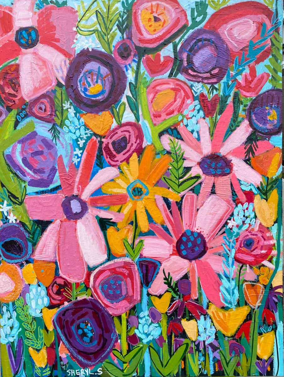 Pink and Magenta Blooms by Sheryl Siddiqui Art 