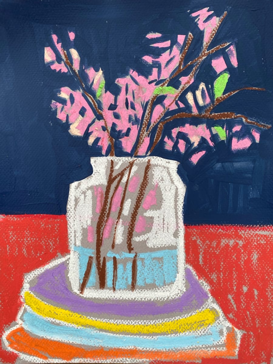 Vase with Spring Branches by Sheryl Siddiqui Art, Image 1.