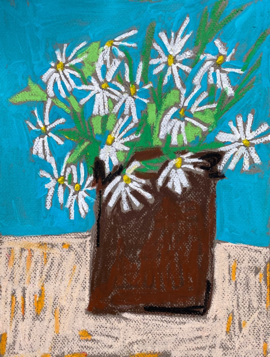Shasta Daisy in a Clay Pot by Sheryl Siddiqui Art 