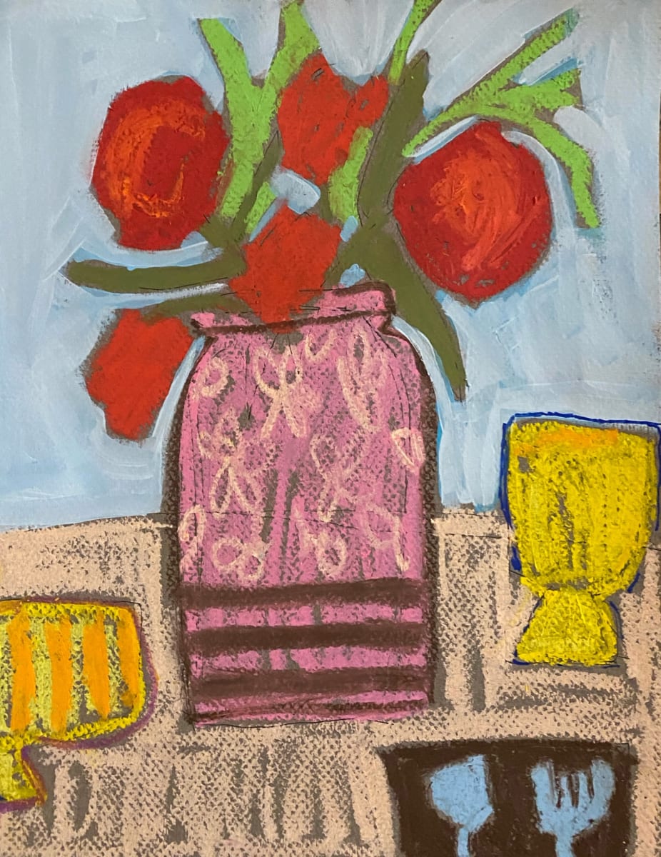Roses in a pink Vase by Sheryl Siddiqui Art 