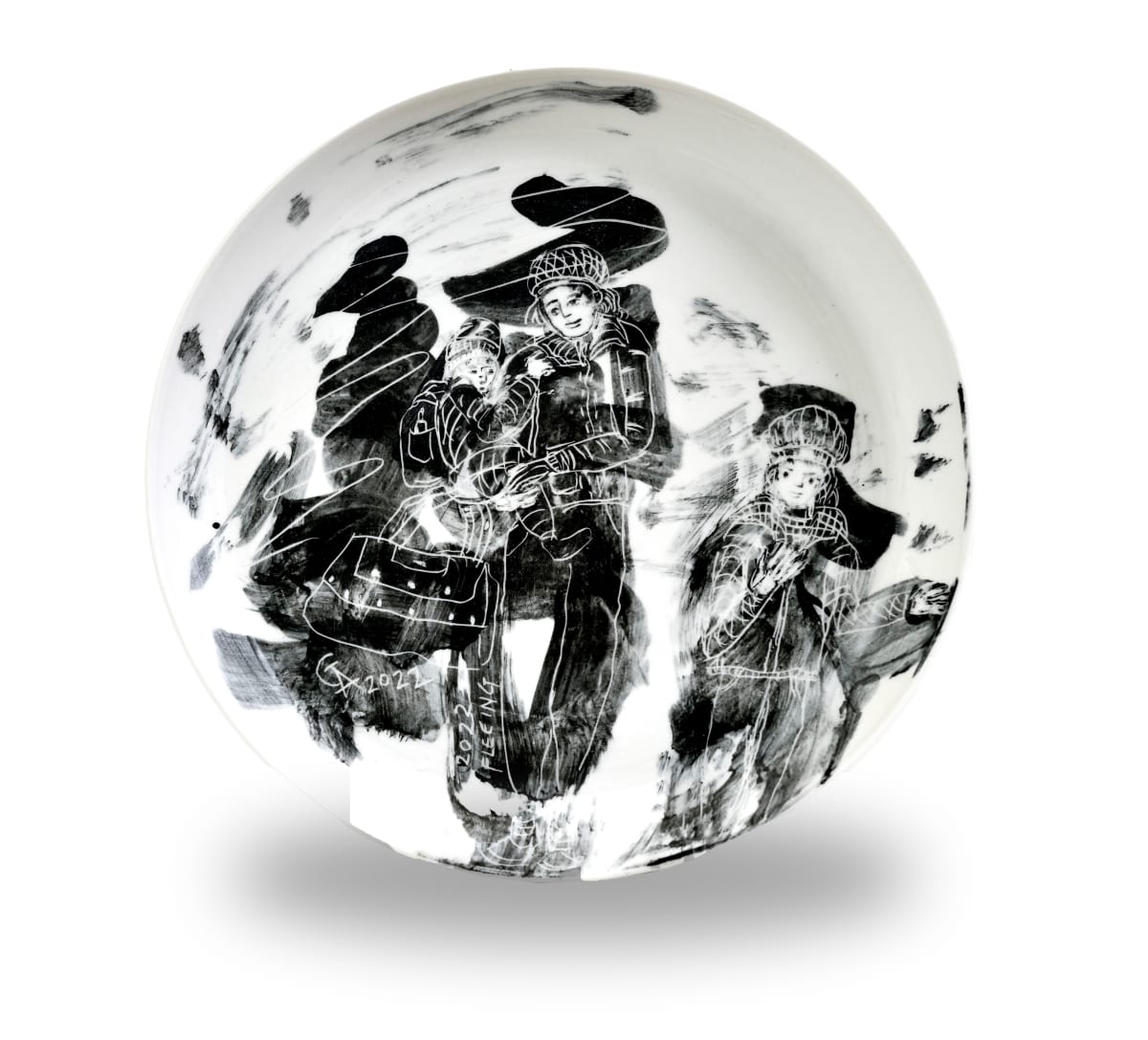 Fleeing Refugees black by Gail Altschuler, Image 1.