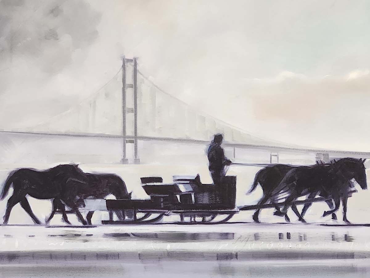 Horses and Mackinaw Bridge by Matthew Jacobson 