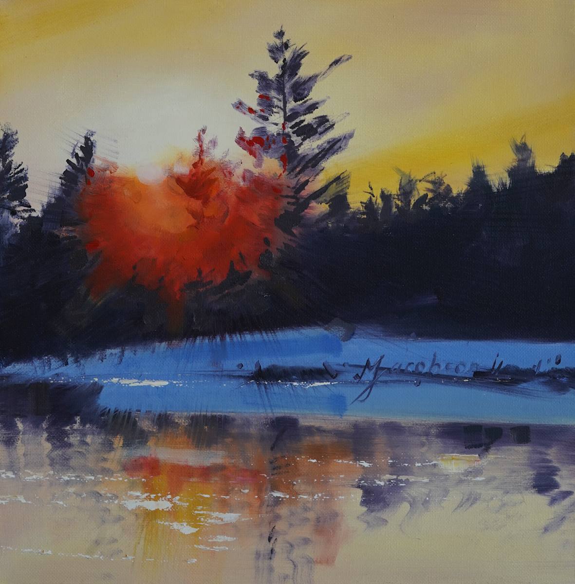 Sunset Over River by Matthew Jacobson 