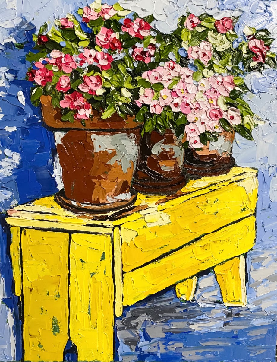 Flowers on a Bench 