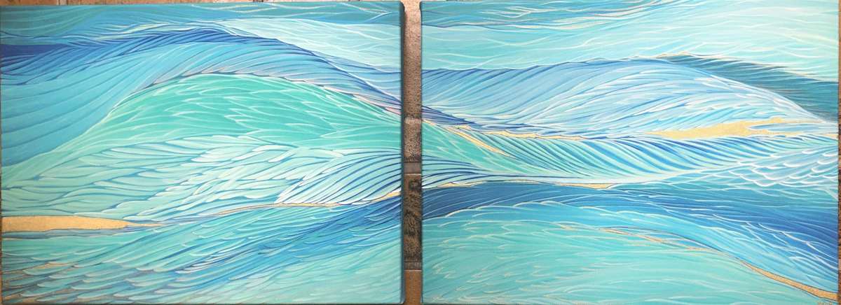None - 2 panel embellished canvas set by L.A. Carroll Studio, Image 1.