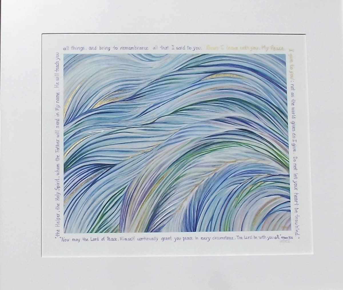 Peace Like A River Phil.4:6-7, 2Thes3:16 (matted) by L.A. Carroll Studio 