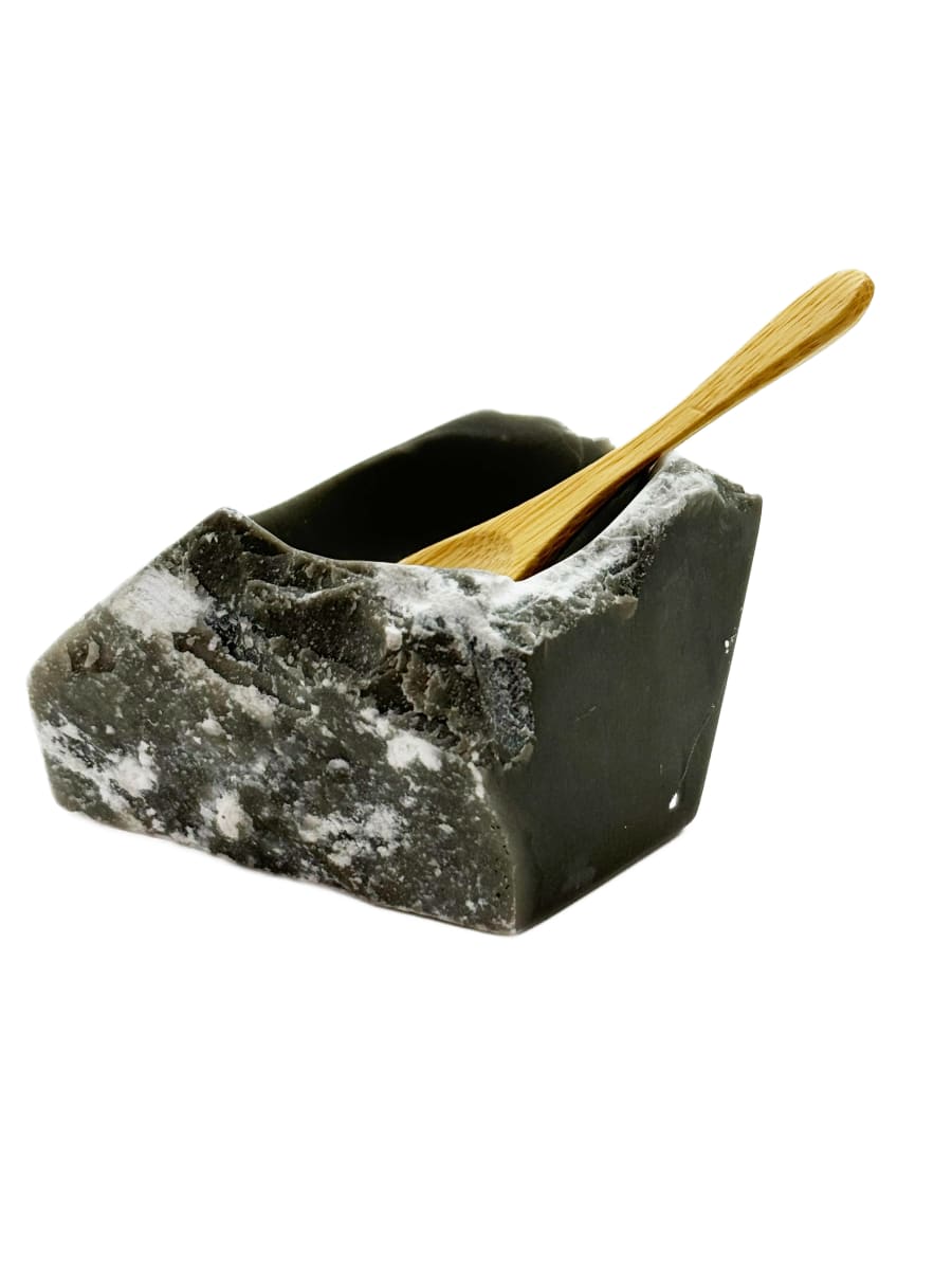 VERY RARE DARK GRAY ALABASTER SALT CELLAR by Robin Antar, Image 4.