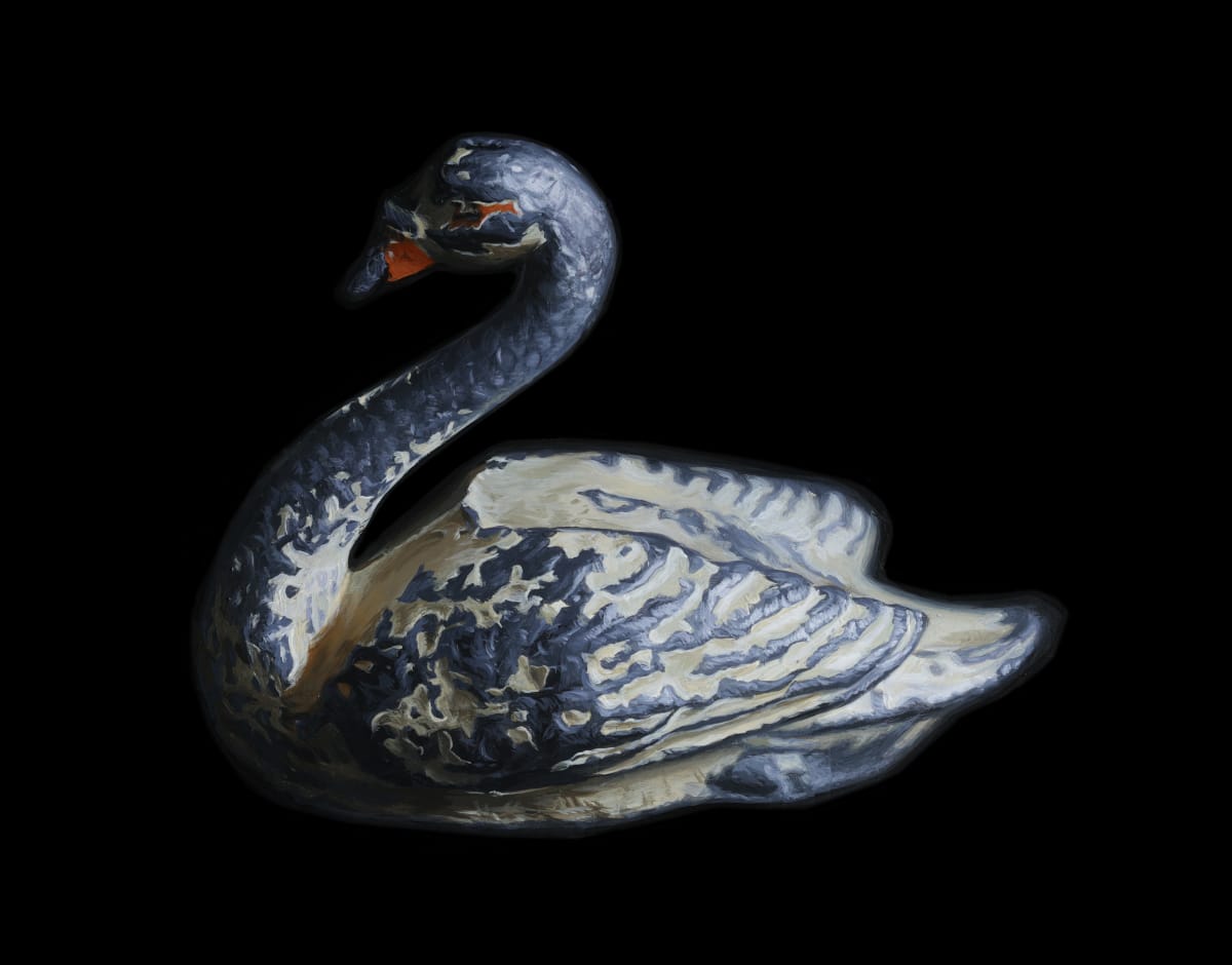 Stanley the Swan by Jo Kreyl  Image: Still life painting of 1930s lead Johillco Swan