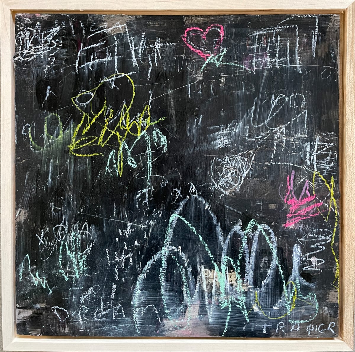 Stop Scribbling On The Walls by Miriam Traher  Image: Have fun creating your SQUARE FOOT gallery wall. All pieces are 12 "x 12", excluding the frame and can be mixed and mingled to create your unique expression in your home. A grouped exhibition makes a visual architectural and sculptural work dynamic and fluid as your tastes change. The size remains the same, and the frame remains the same.  Build on it, rearrange it and express your unique taste and style. Need to spice up a space? Change the pieces, move them to a new location, mix their order, buy a new one, and create a new wall of awesomeness. Created on birch rigid wood board and set in a 1.5" beautiful maple frame. Neutral and modern. Check back often for new and exciting additions to add to your wall of awesomeness.
