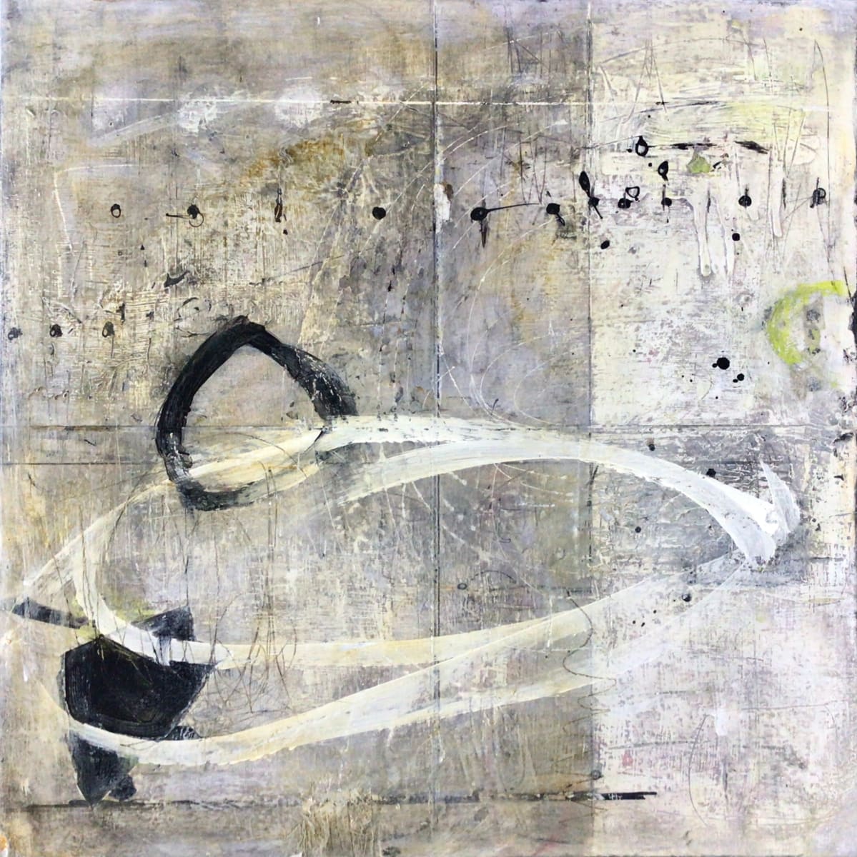 Come As You Are by Miriam Traher  Image: Exploring line and space, where the edges meet. Mixed media, collage, graphite, pencil. Miriam Traher is an intuitive artist, creating mixed media abstracts: led by color, shapes, marks and lines as they are layered and responded to. Her work is vibrant, expressive and full of visual texture, bringing life and joy to homes