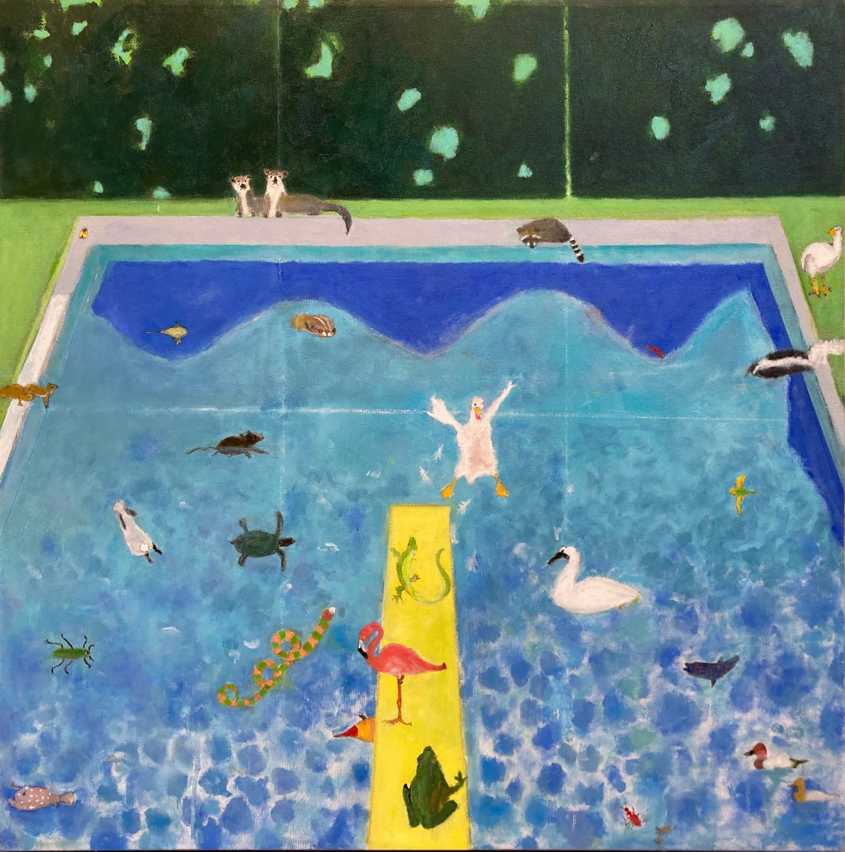 Hockney Shares His Pool by Marie H Becker 