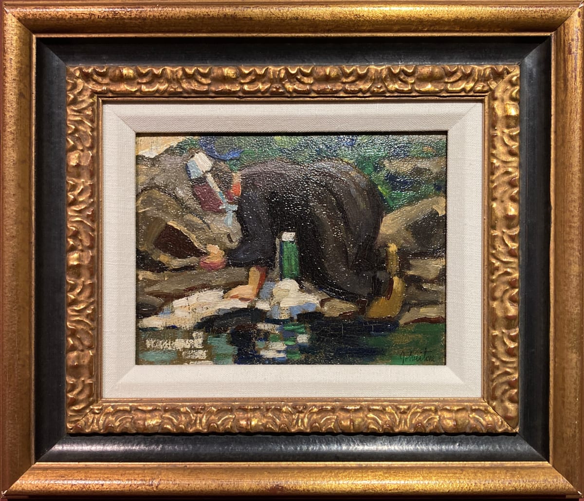 Lavandière, Pont-Aven, France by John Young Johnstone (1887-1930) 