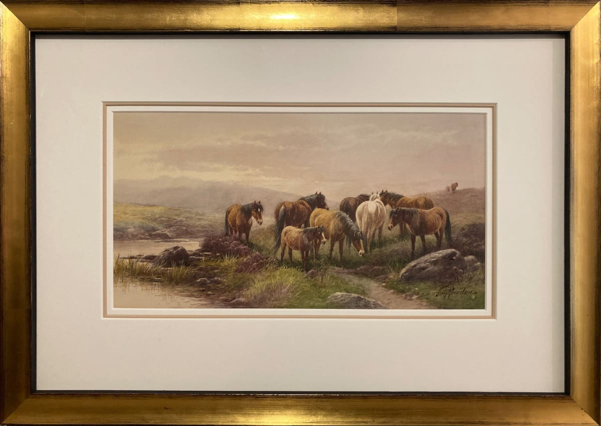 Wild Horses in Moorland Setting by Thomas Rowden (1842-1926) 
