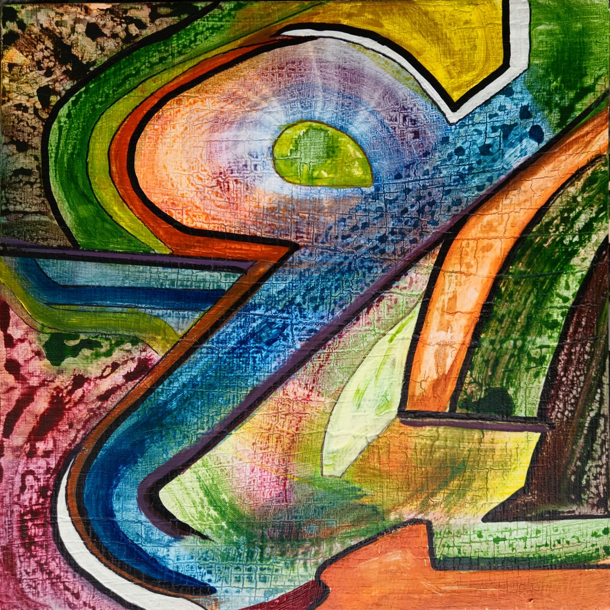 Jewel Eye by Frances A Listou  Image: Acrylic Abstract on Birch wood panel