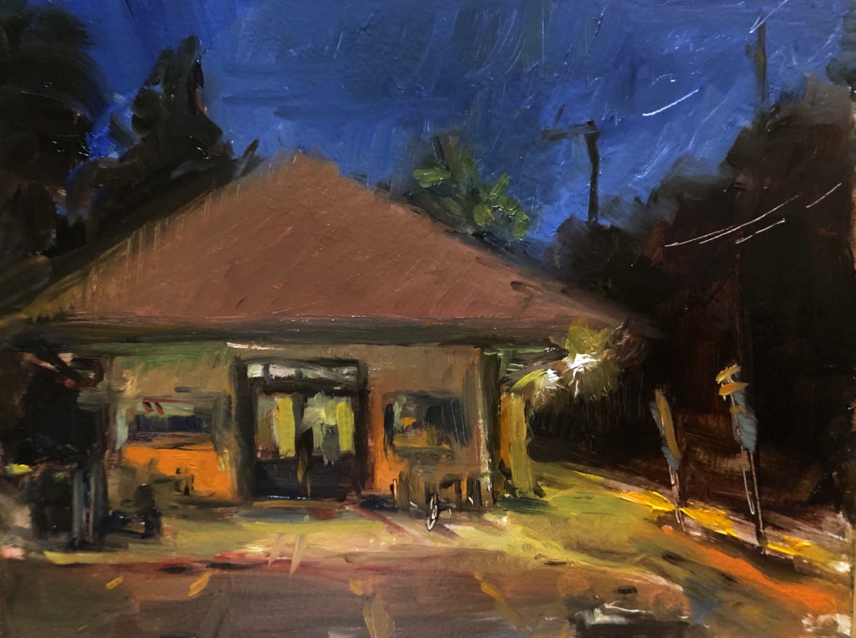 Basking Ridge Train Station at Night by Laurie Maher 
